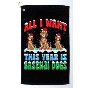 All I Want This Year Is Basenji Dog Wearing Christmas Hat Gift Platinum Collection Golf Towel