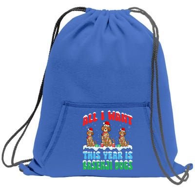 All I Want This Year Is Basenji Dog Wearing Christmas Hat Gift Sweatshirt Cinch Pack Bag