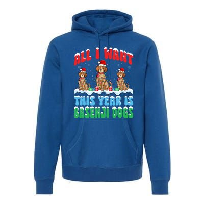 All I Want This Year Is Basenji Dog Wearing Christmas Hat Gift Premium Hoodie