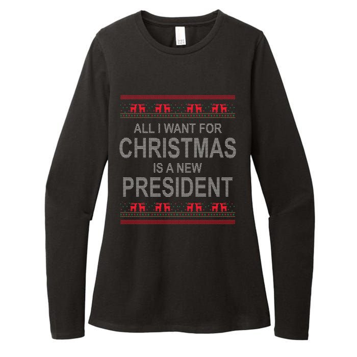 All I Want For Christmas Is A New President Ugly Christmas Womens CVC Long Sleeve Shirt