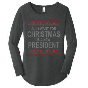 All I Want For Christmas Is A New President Ugly Christmas Women's Perfect Tri Tunic Long Sleeve Shirt