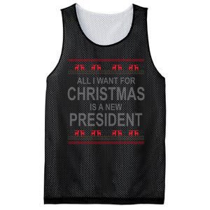 All I Want For Christmas Is A New President Ugly Christmas Mesh Reversible Basketball Jersey Tank