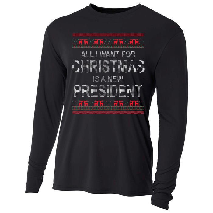 All I Want For Christmas Is A New President Ugly Christmas Cooling Performance Long Sleeve Crew