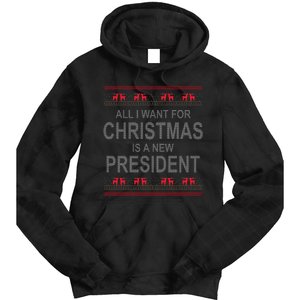 All I Want For Christmas Is A New President Ugly Christmas Tie Dye Hoodie