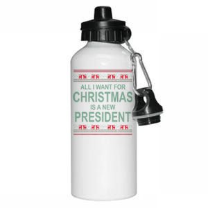 All I Want For Christmas Is A New President Ugly Christmas Aluminum Water Bottle