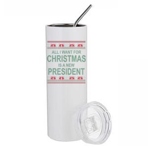 All I Want For Christmas Is A New President Ugly Christmas Stainless Steel Tumbler