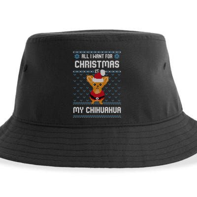 All I Want For Christmas Is Chihuahua Ugly Christmas Sweater Great Gift Sustainable Bucket Hat