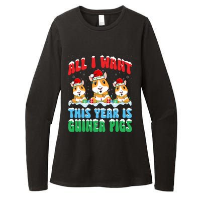 All I Want This Year Is Guinea Pig Wearing Christmas Hat Meaningful Gift Womens CVC Long Sleeve Shirt