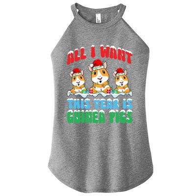 All I Want This Year Is Guinea Pig Wearing Christmas Hat Meaningful Gift Women’s Perfect Tri Rocker Tank