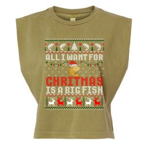 All I Want For Christmas Is A Big Fish Fishing Ugly Great Gift Garment-Dyed Women's Muscle Tee