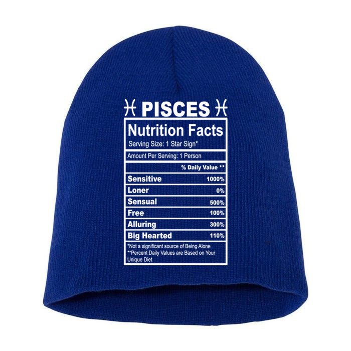 Appreciation Ideas With Pisces Nutrition Facts Funny Gift Short Acrylic Beanie