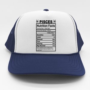 Appreciation Ideas With Pisces Nutrition Facts Funny Gift Trucker Hat