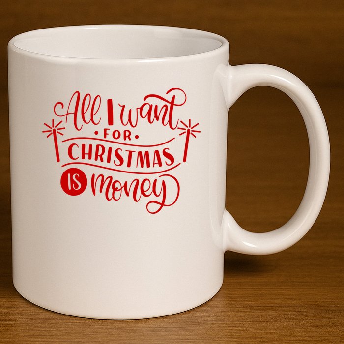 All I Want For Christmas Is Money Funny 11oz C Handle Ceramic Mug