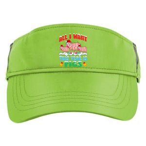 All I Want This Year Is Pig Wearing Christmas Hat Funny Gift Adult Drive Performance Visor