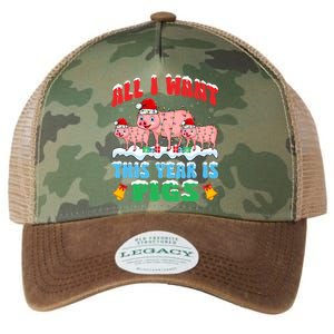 All I Want This Year Is Pig Wearing Christmas Hat Funny Gift Legacy Tie Dye Trucker Hat