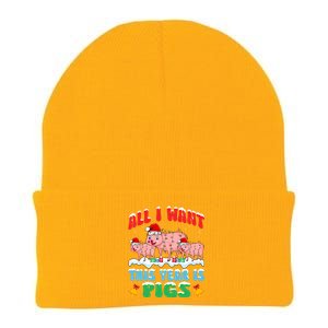 All I Want This Year Is Pig Wearing Christmas Hat Funny Gift Knit Cap Winter Beanie