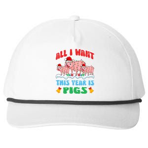 All I Want This Year Is Pig Wearing Christmas Hat Funny Gift Snapback Five-Panel Rope Hat