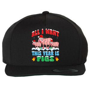 All I Want This Year Is Pig Wearing Christmas Hat Funny Gift Wool Snapback Cap