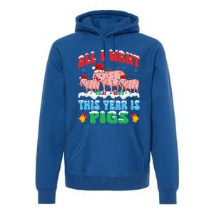 All I Want This Year Is Pig Wearing Christmas Hat Funny Gift Premium Hoodie