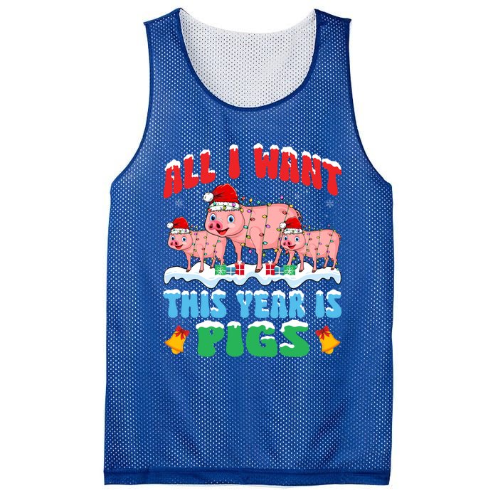 All I Want This Year Is Pig Wearing Christmas Hat Funny Gift Mesh Reversible Basketball Jersey Tank