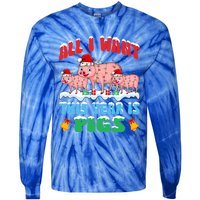 All I Want This Year Is Pig Wearing Christmas Hat Funny Gift Tie-Dye Long Sleeve Shirt