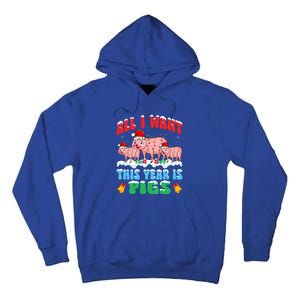 All I Want This Year Is Pig Wearing Christmas Hat Funny Gift Tall Hoodie