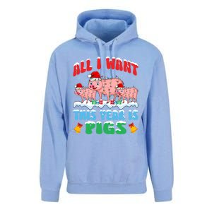 All I Want This Year Is Pig Wearing Christmas Hat Funny Gift Unisex Surf Hoodie