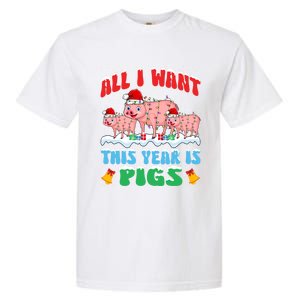 All I Want This Year Is Pig Wearing Christmas Hat Funny Gift Garment-Dyed Heavyweight T-Shirt