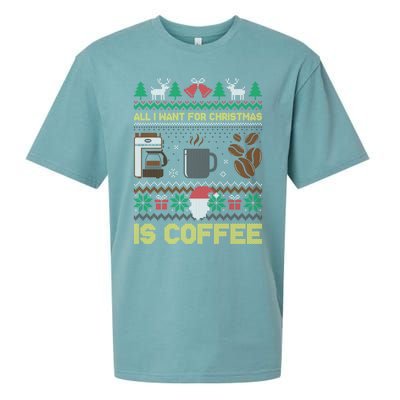 All I Want For Christmas Is Coffee Barista Ugly Sweater Cute Gift Sueded Cloud Jersey T-Shirt