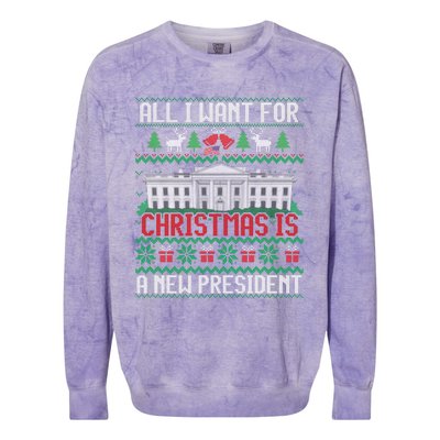 All I Want For Christmas Is A New President Ugly Sweater Colorblast Crewneck Sweatshirt