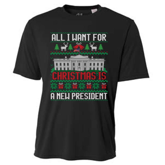 All I Want For Christmas Is A New President Ugly Sweater Cooling Performance Crew T-Shirt