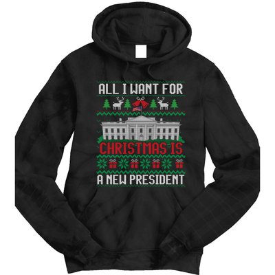 All I Want For Christmas Is A New President Ugly Sweater Tie Dye Hoodie