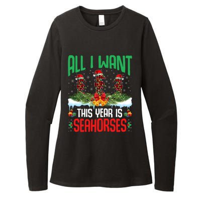 All I Want This Year Is Seahorses Wearing Hat Christmas Gift Womens CVC Long Sleeve Shirt