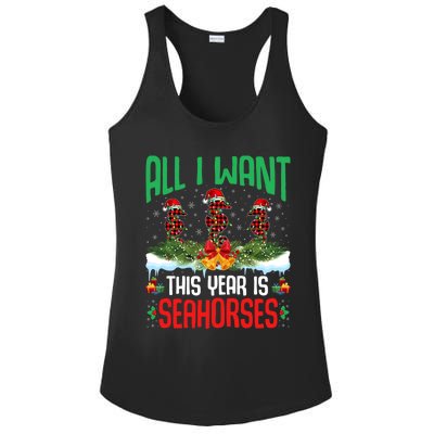 All I Want This Year Is Seahorses Wearing Hat Christmas Gift Ladies PosiCharge Competitor Racerback Tank