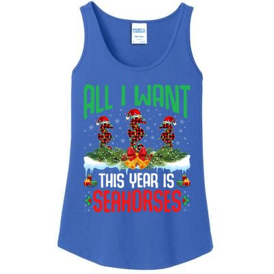 All I Want This Year Is Seahorses Wearing Hat Christmas Gift Ladies Essential Tank