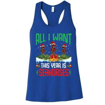 All I Want This Year Is Seahorses Wearing Hat Christmas Gift Women's Racerback Tank