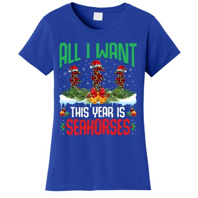 All I Want This Year Is Seahorses Wearing Hat Christmas Gift Women's T-Shirt