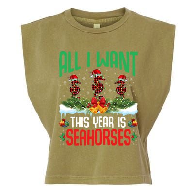 All I Want This Year Is Seahorses Wearing Hat Christmas Gift Garment-Dyed Women's Muscle Tee