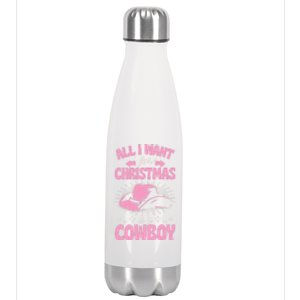 All I Want For Christmas Is A Cow Funny Cute Horse Funny Gift Stainless Steel Insulated Water Bottle