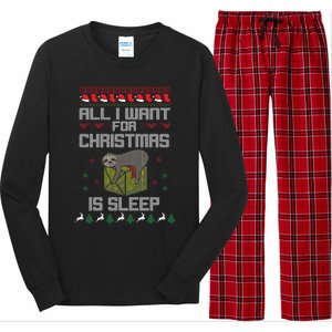 All I Want For Christmas Is Sleep Funny Xmas Pajama Costume Funny Gift Long Sleeve Pajama Set