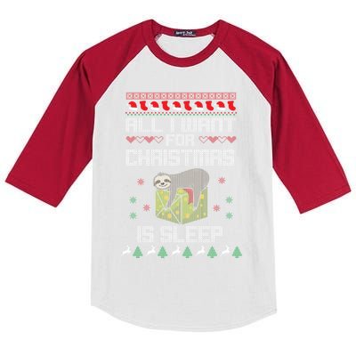 All I Want For Christmas Is Sleep Funny Xmas Pajama Costume Funny Gift Kids Colorblock Raglan Jersey