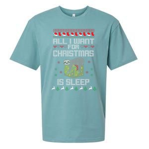 All I Want For Christmas Is Sleep Funny Xmas Pajama Costume Funny Gift Sueded Cloud Jersey T-Shirt