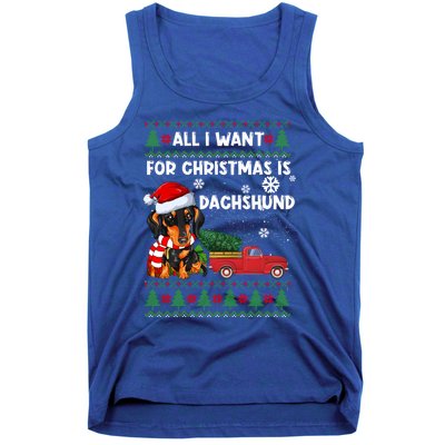 All I Want For Christmas Is Dachshund Ugly Christmas Sweater Gift Tank Top