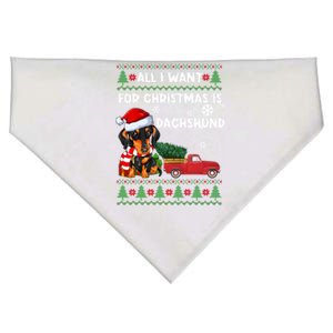 All I Want For Christmas Is Dachshund Ugly Christmas Sweater Gift USA-Made Doggie Bandana