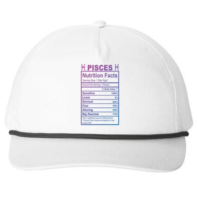 Appreciation Ideas With Pisces Nutrition Facts Gift Snapback Five-Panel Rope Hat