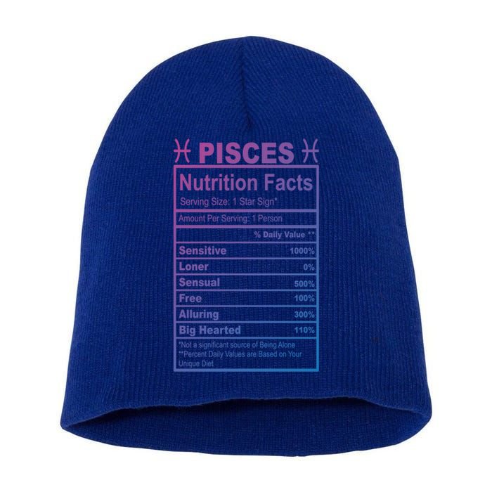 Appreciation Ideas With Pisces Nutrition Facts Gift Short Acrylic Beanie