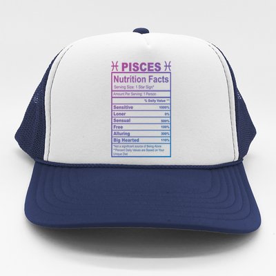 Appreciation Ideas With Pisces Nutrition Facts Gift Trucker Hat