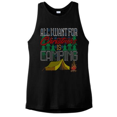 All I Want For Christmas Is Camping Ugly Christmas Sweater Cute Gift Ladies PosiCharge Tri-Blend Wicking Tank