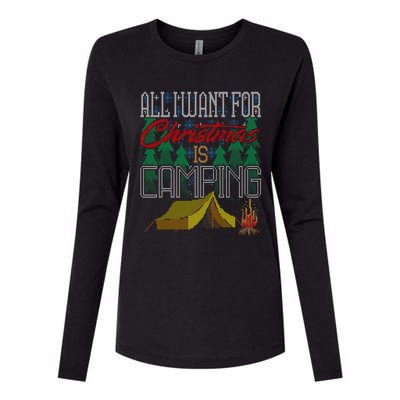 All I Want For Christmas Is Camping Ugly Christmas Sweater Cute Gift Womens Cotton Relaxed Long Sleeve T-Shirt