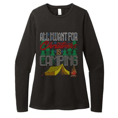 All I Want For Christmas Is Camping Ugly Christmas Sweater Cute Gift Womens CVC Long Sleeve Shirt